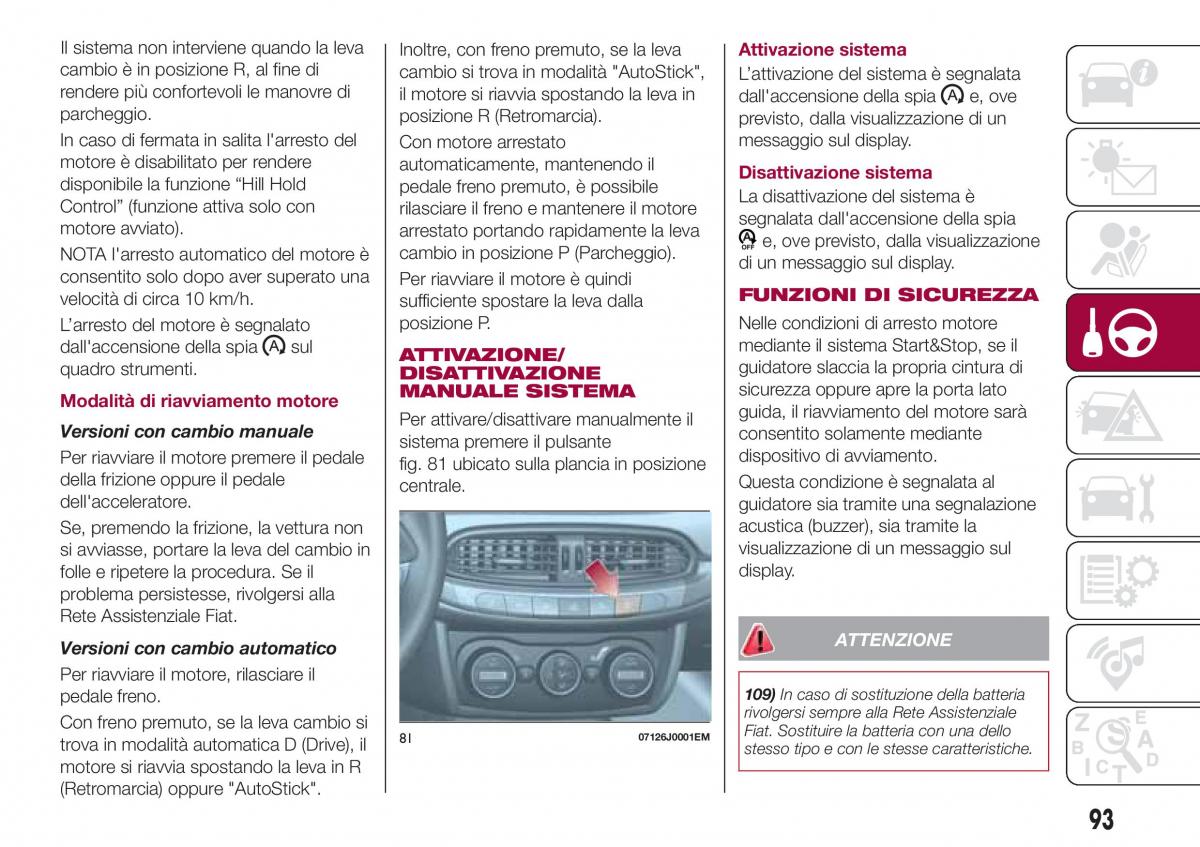 Fiat Tipo sedan manuale del proprietario / page 95