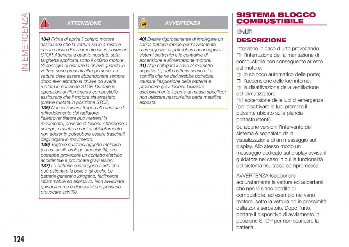 Fiat Tipo sedan manuale del proprietario / page 126