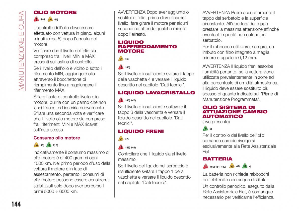 Fiat Tipo sedan manuale del proprietario / page 146