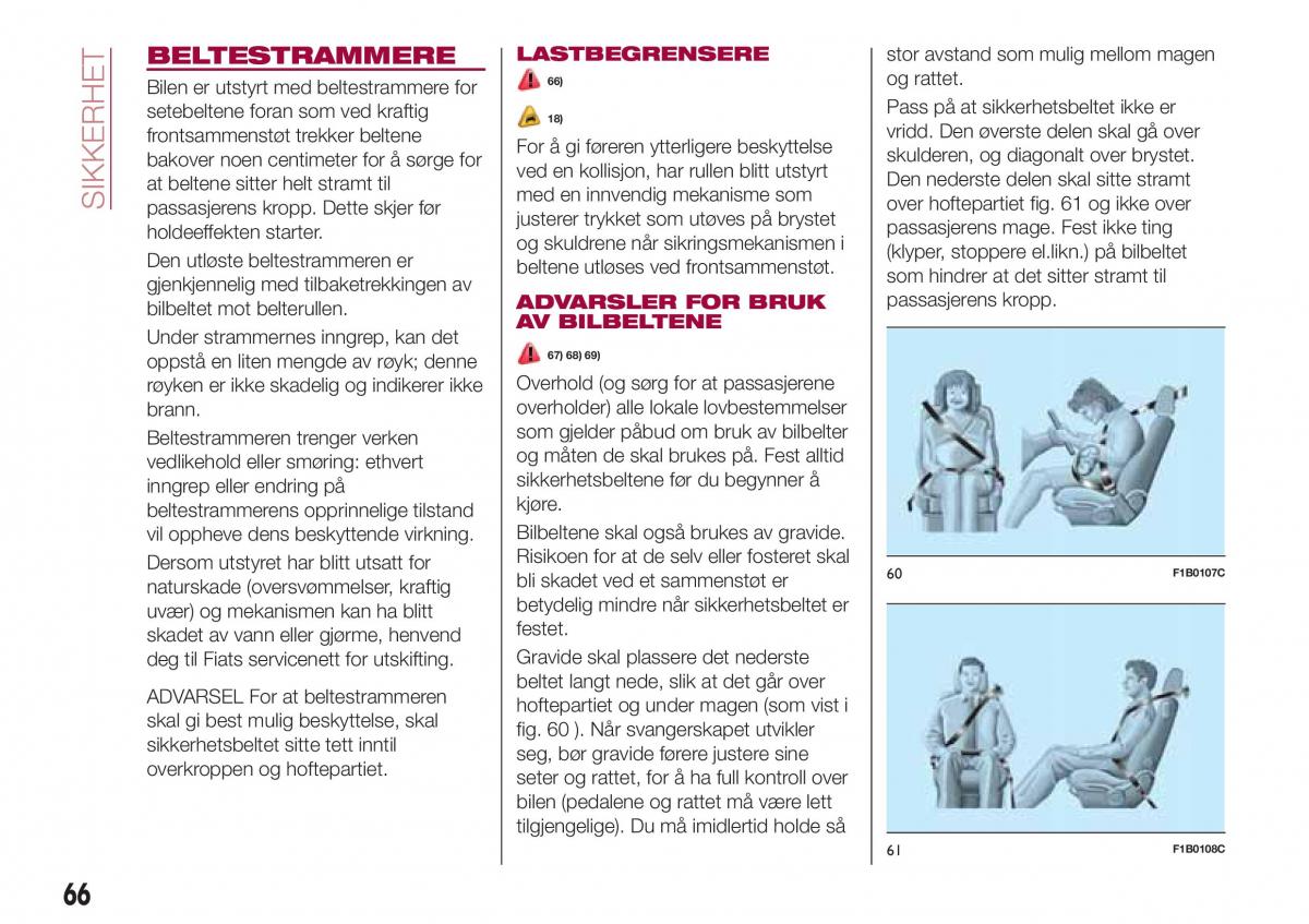 Fiat Tipo sedan bruksanvisningen / page 68