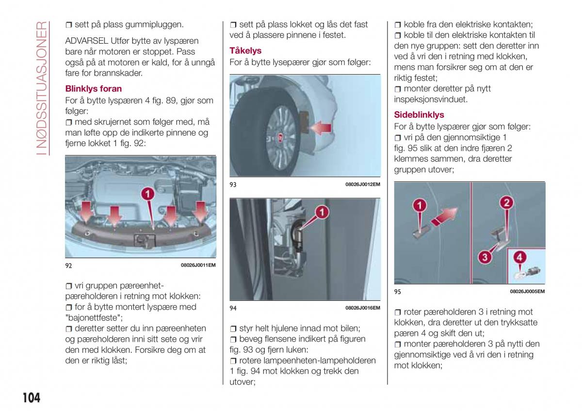 Fiat Tipo sedan bruksanvisningen / page 106