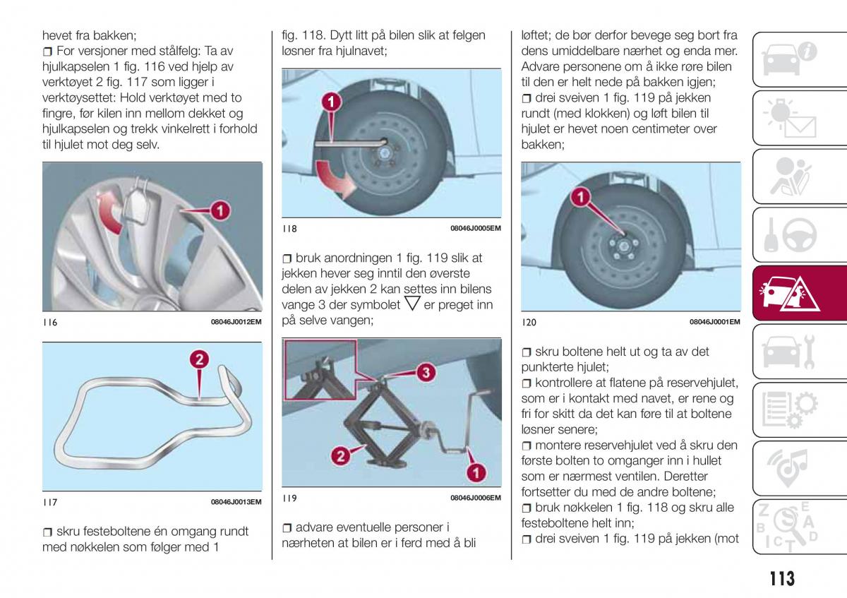 Fiat Tipo sedan bruksanvisningen / page 115