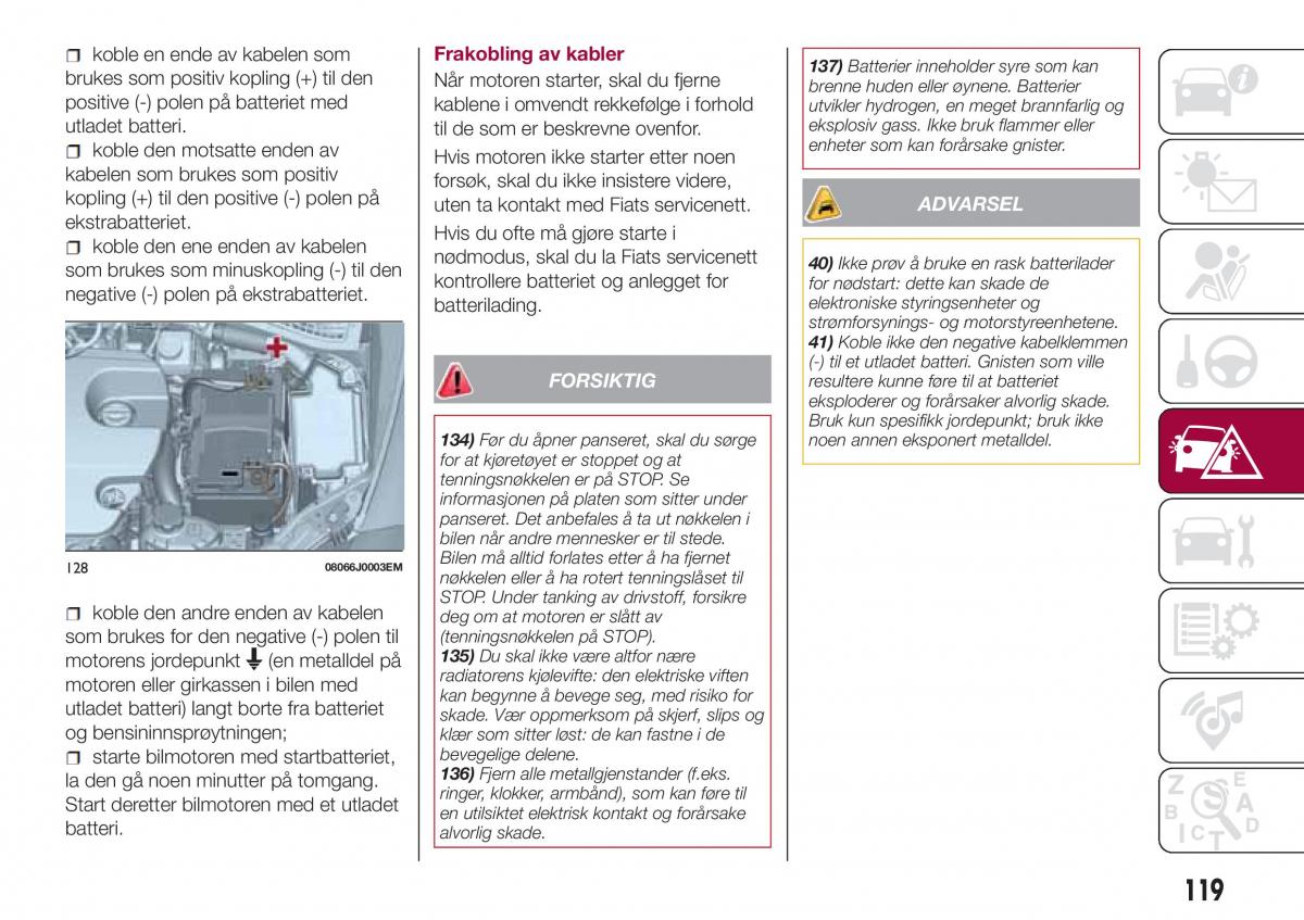 Fiat Tipo sedan bruksanvisningen / page 121