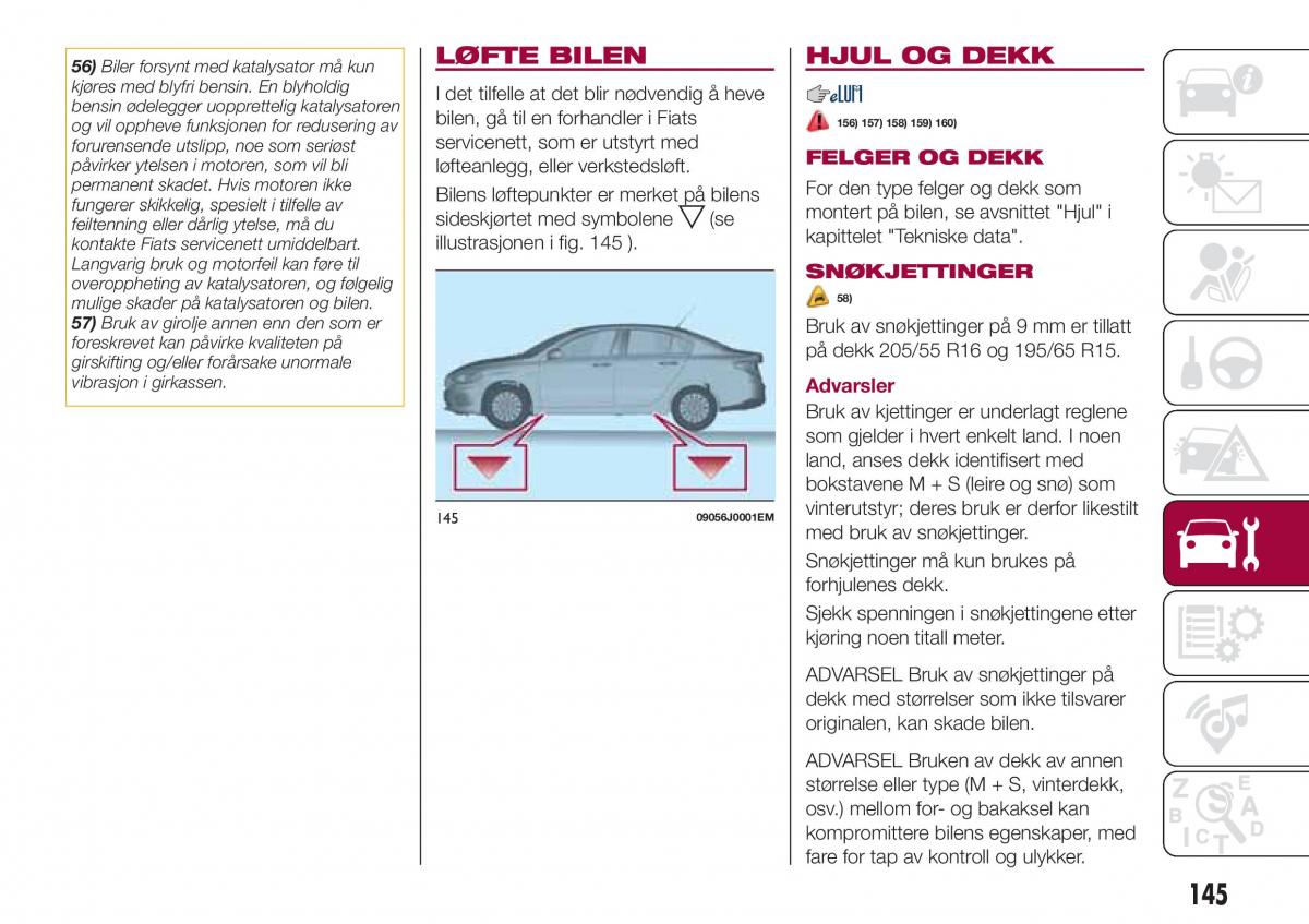 Fiat Tipo sedan bruksanvisningen / page 147