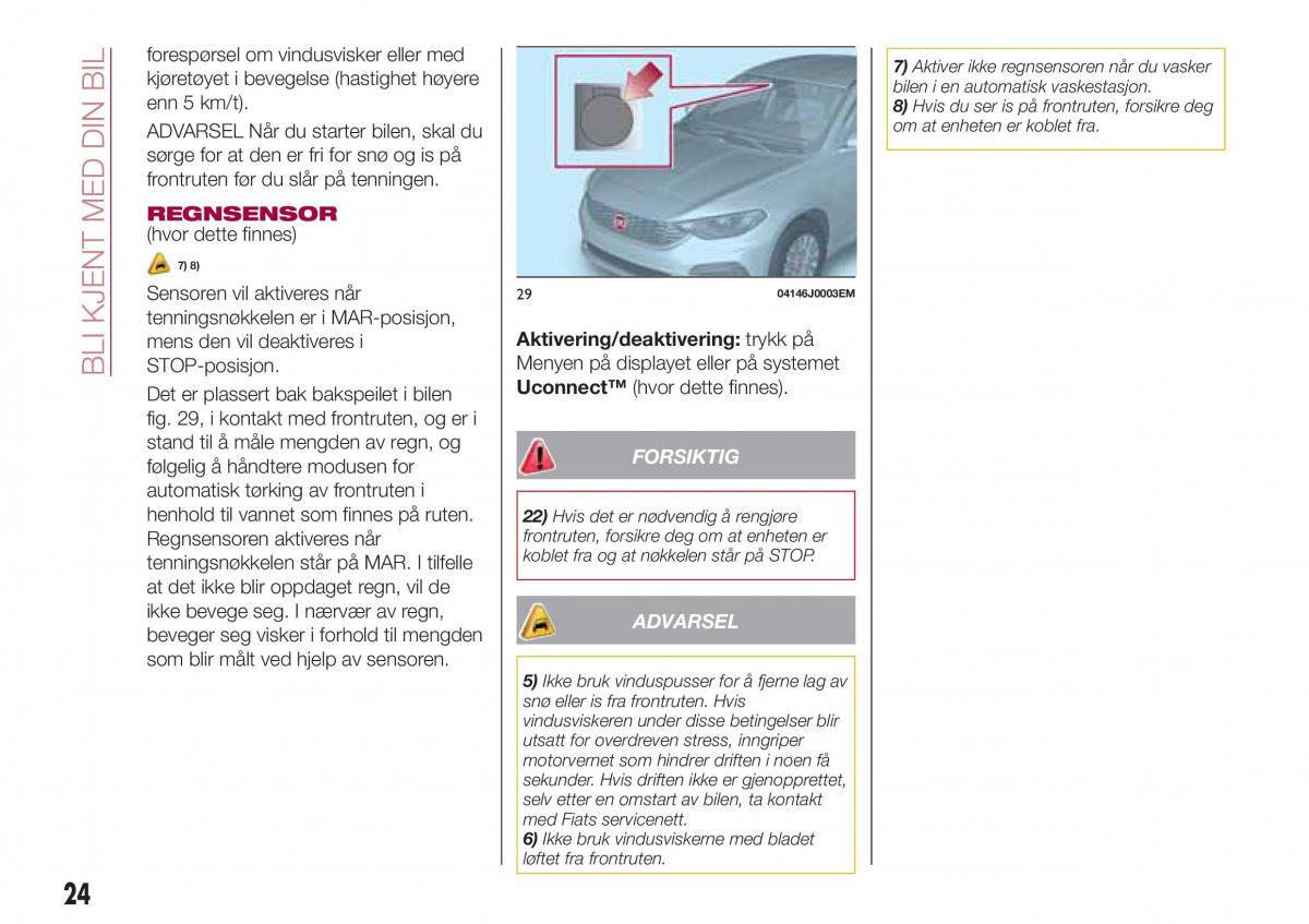 Fiat Tipo sedan bruksanvisningen / page 26