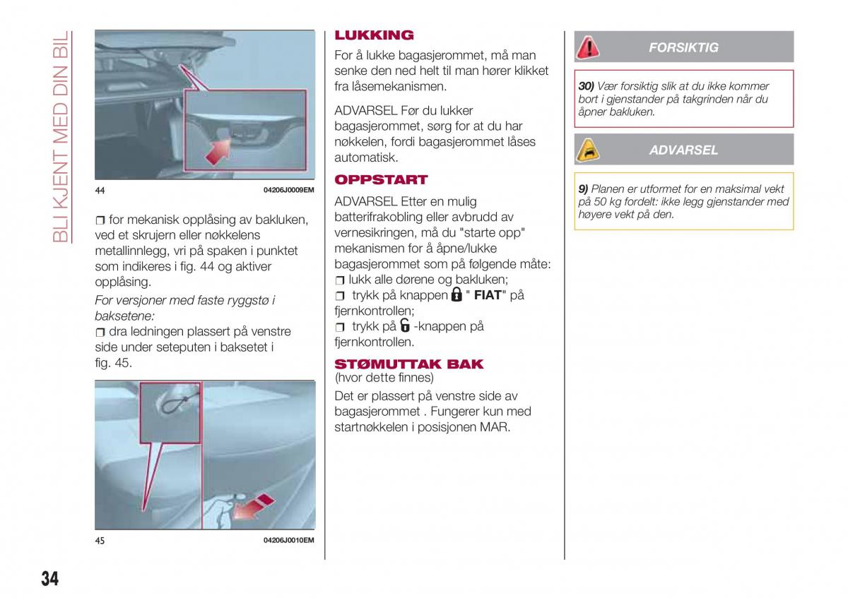 Fiat Tipo sedan bruksanvisningen / page 36