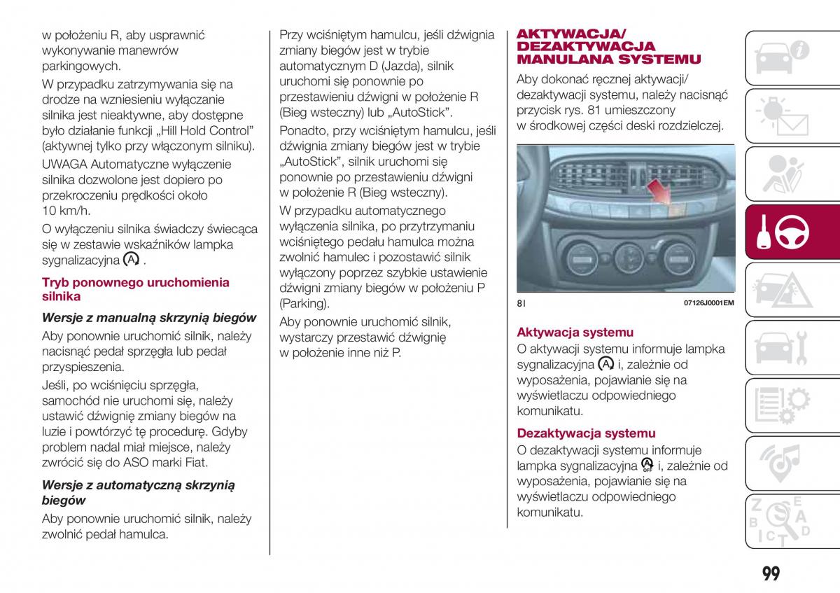 Fiat Tipo sedan instrukcja obslugi / page 101