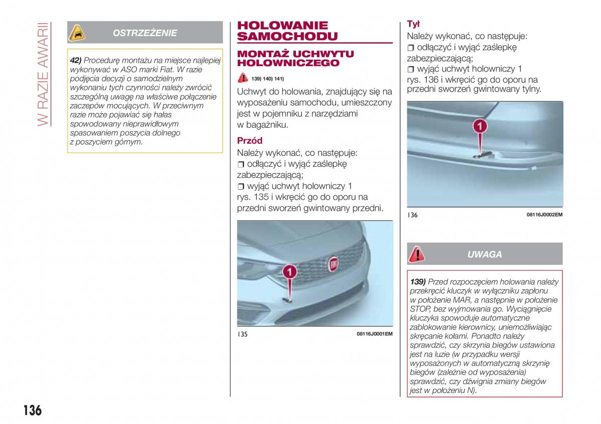 Fiat Tipo sedan instrukcja obslugi / page 138