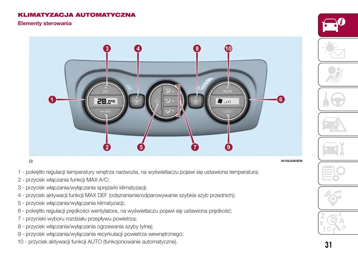 Fiat Tipo sedan instrukcja obslugi / page 33