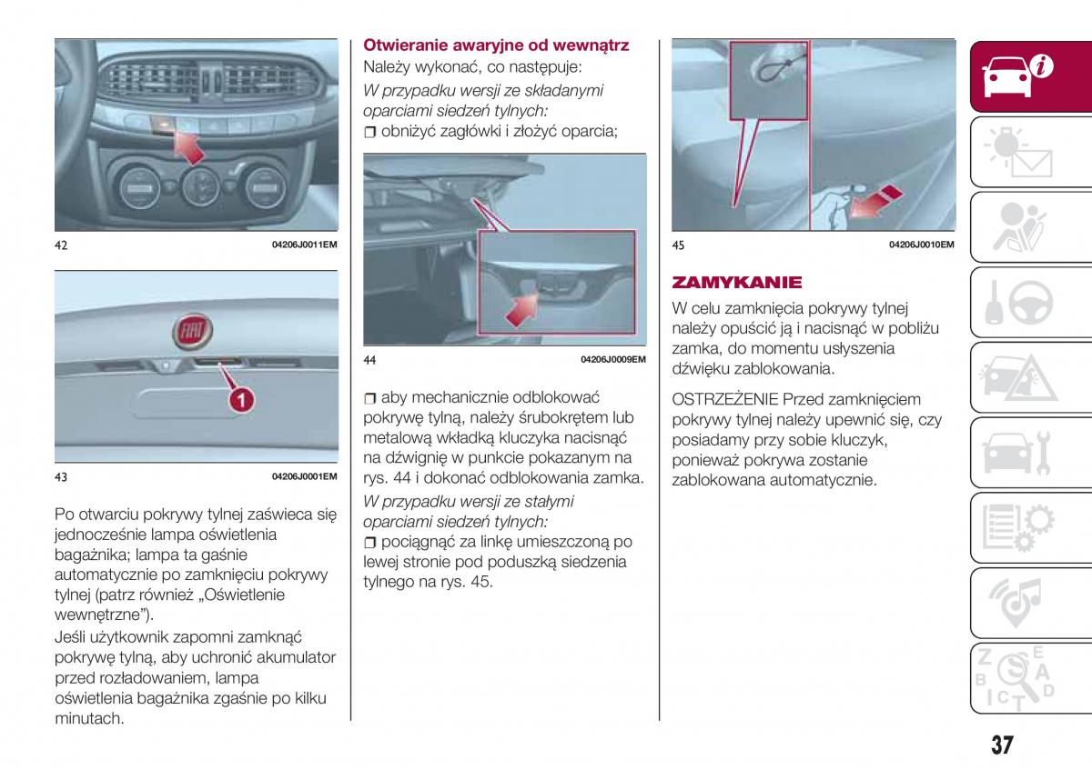 Fiat Tipo sedan instrukcja obslugi / page 39