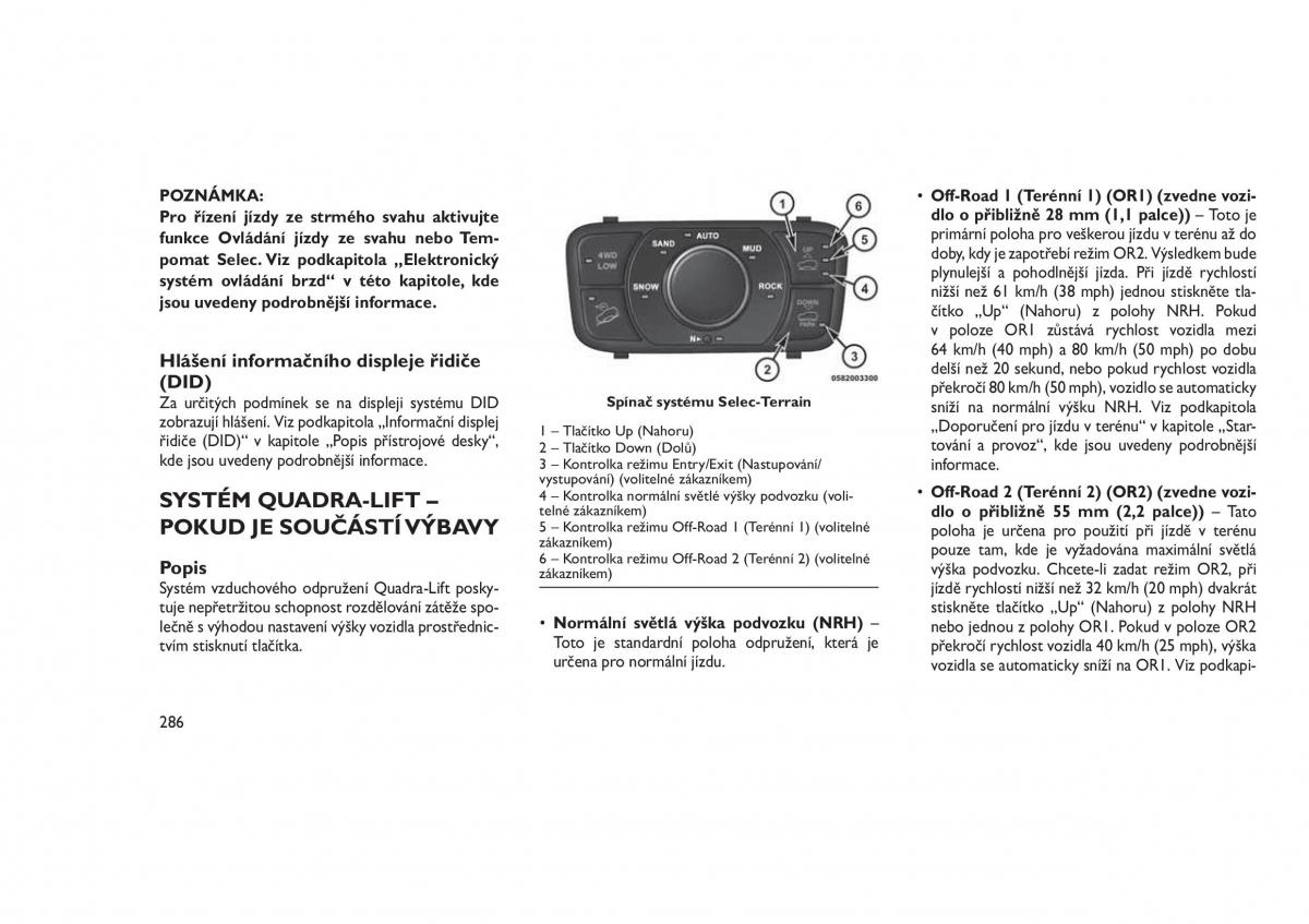 Jeep Grand Cherokee WK2 WH2 navod k obsludze / page 290