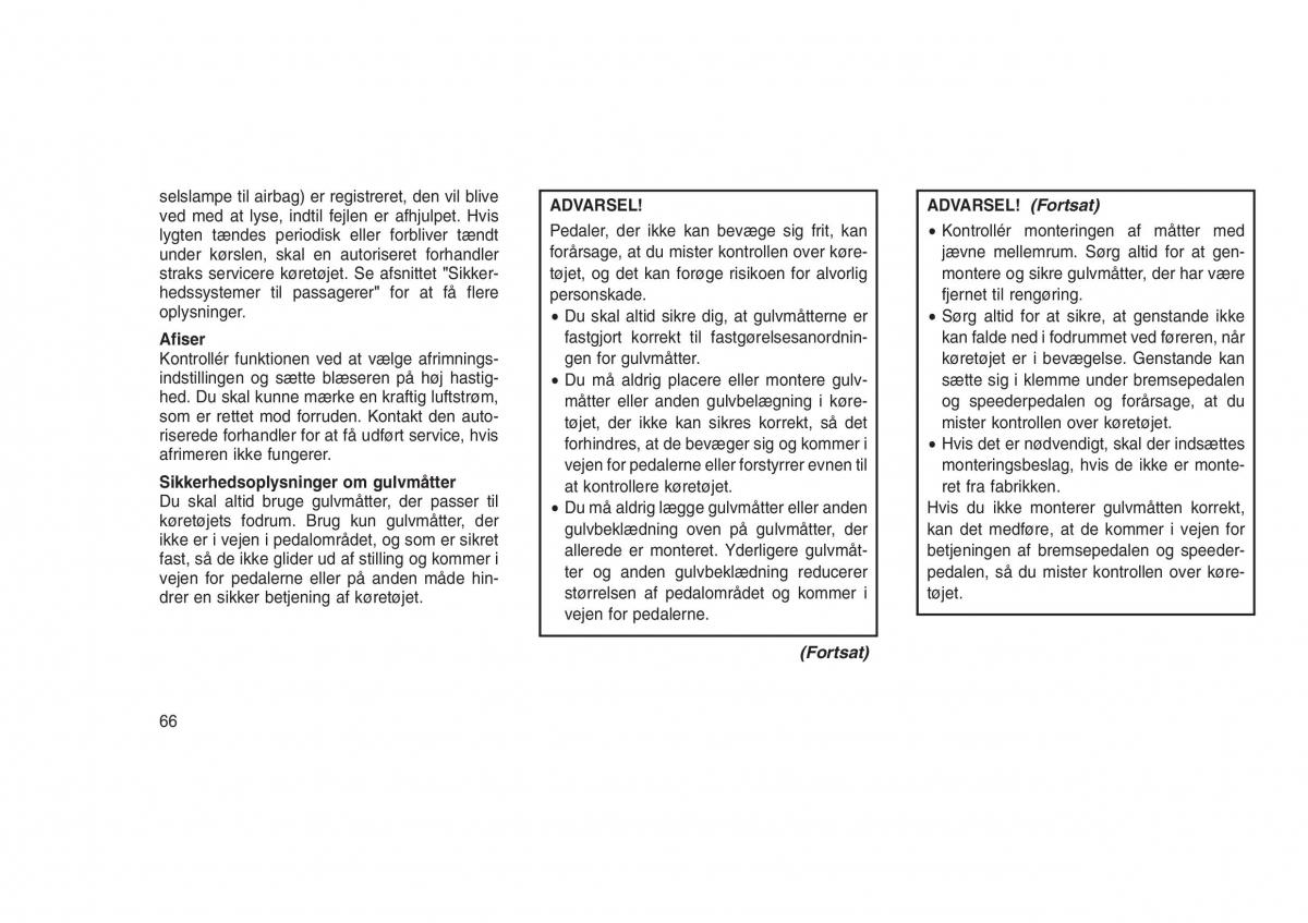 Jeep Grand Cherokee WK2 WH2 Bilens instruktionsbog / page 70