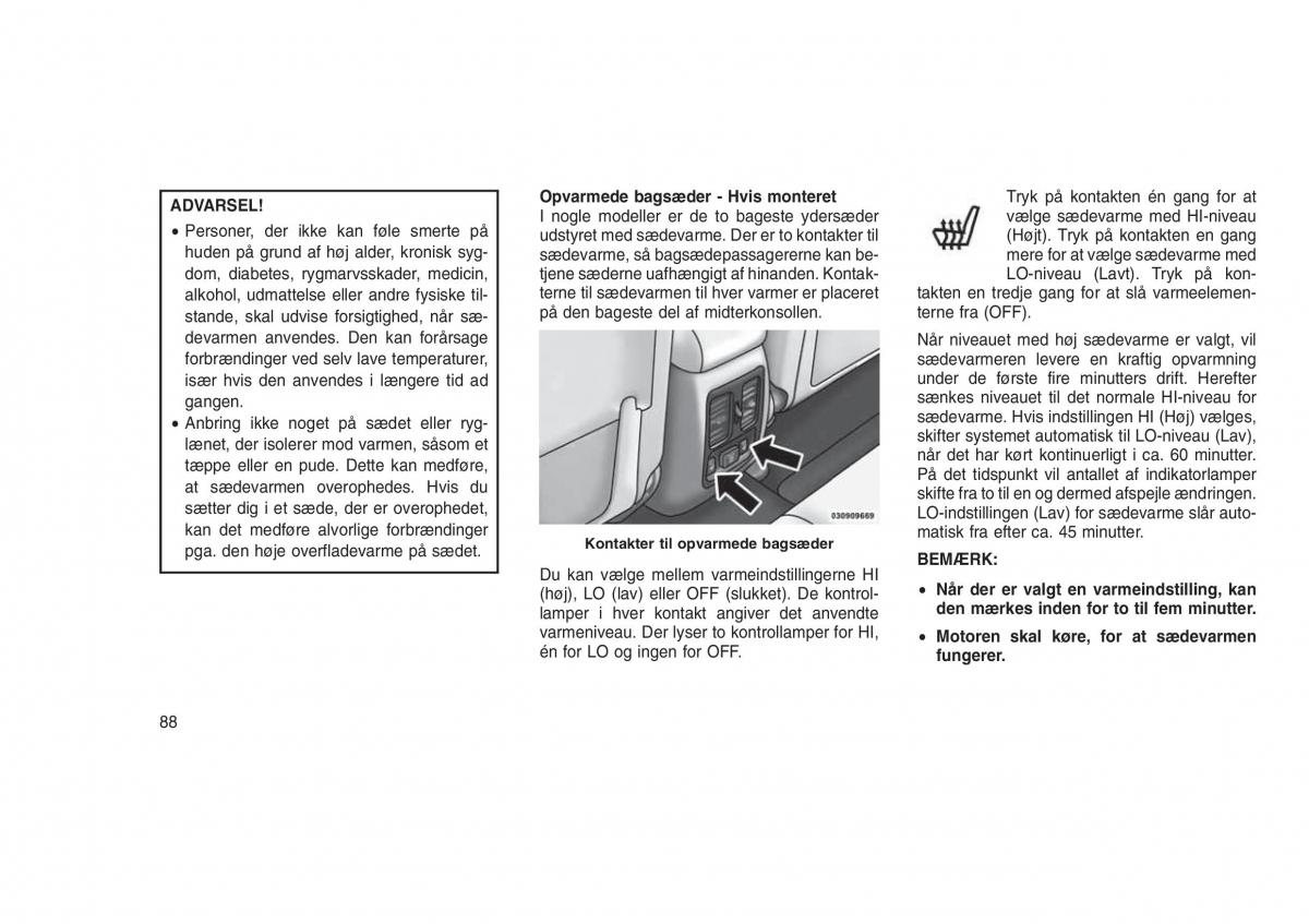 Jeep Grand Cherokee WK2 WH2 Bilens instruktionsbog / page 92