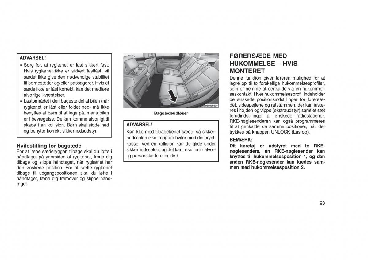 Jeep Grand Cherokee WK2 WH2 Bilens instruktionsbog / page 97