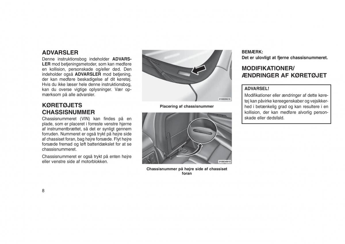 Jeep Grand Cherokee WK2 WH2 Bilens instruktionsbog / page 12