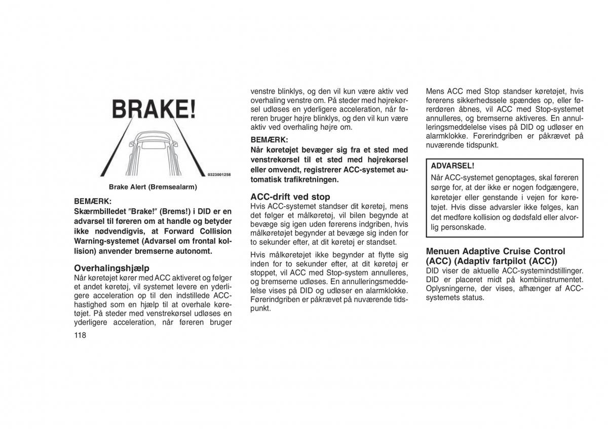 Jeep Grand Cherokee WK2 WH2 Bilens instruktionsbog / page 122