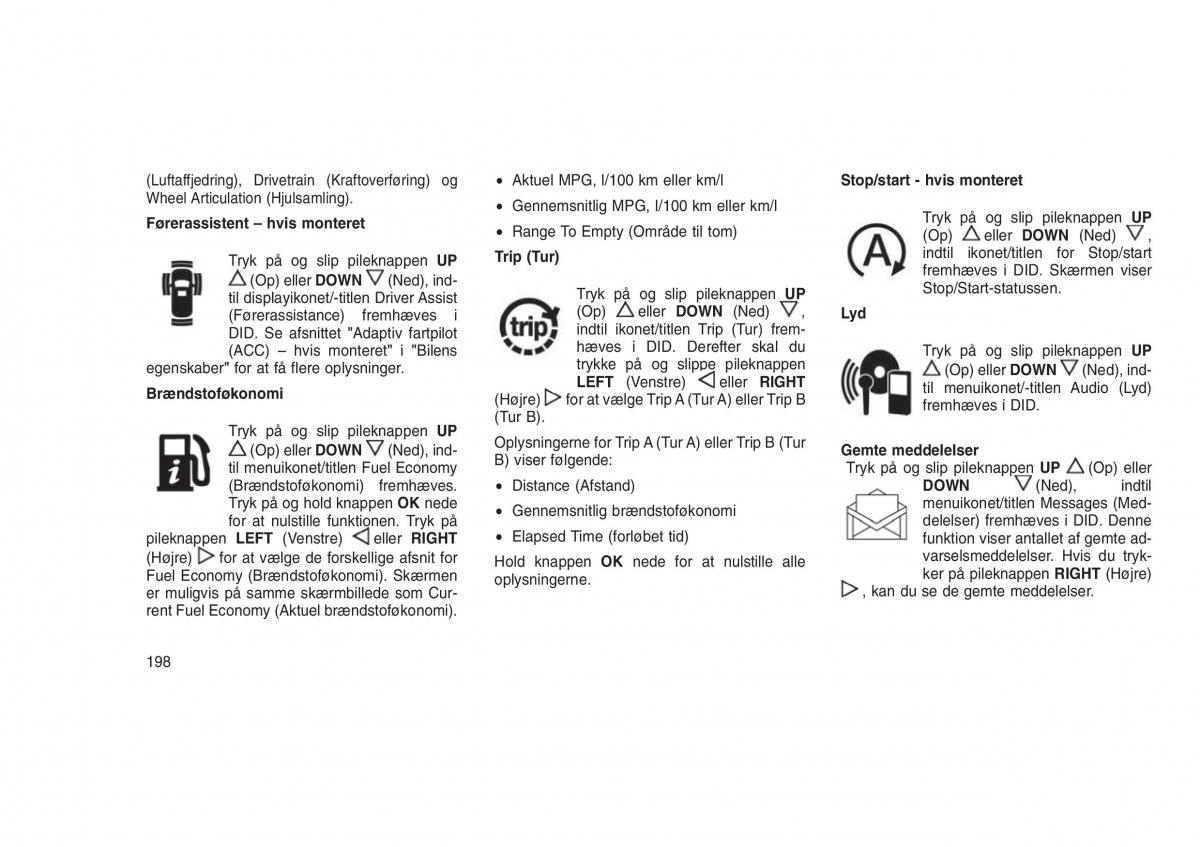 Jeep Grand Cherokee WK2 WH2 Bilens instruktionsbog / page 202