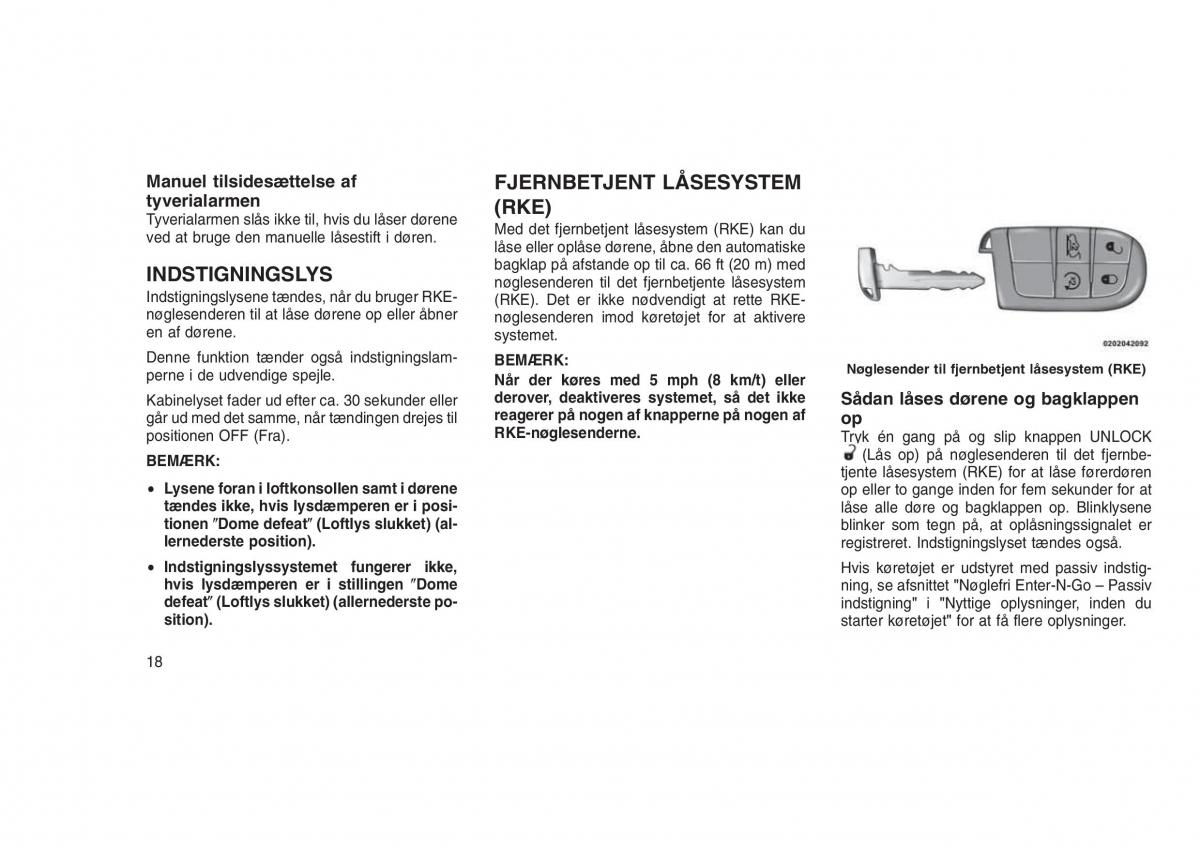 Jeep Grand Cherokee WK2 WH2 Bilens instruktionsbog / page 22