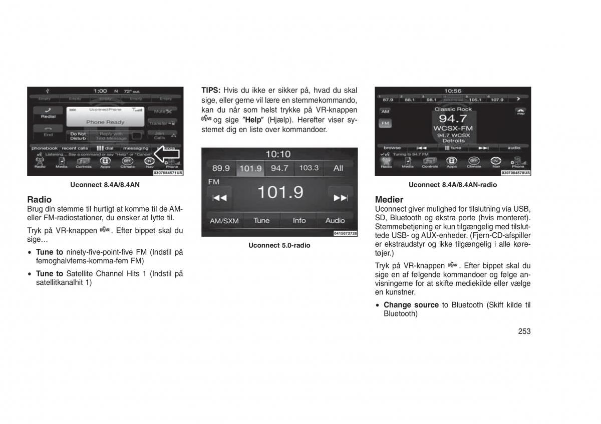 Jeep Grand Cherokee WK2 WH2 Bilens instruktionsbog / page 257