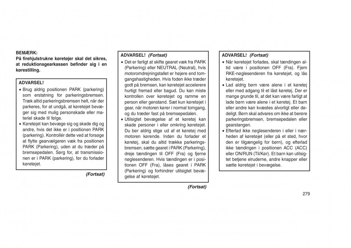 Jeep Grand Cherokee WK2 WH2 Bilens instruktionsbog / page 283