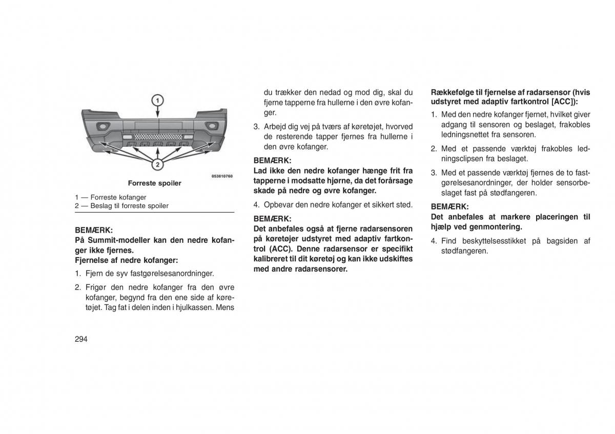 Jeep Grand Cherokee WK2 WH2 Bilens instruktionsbog / page 298