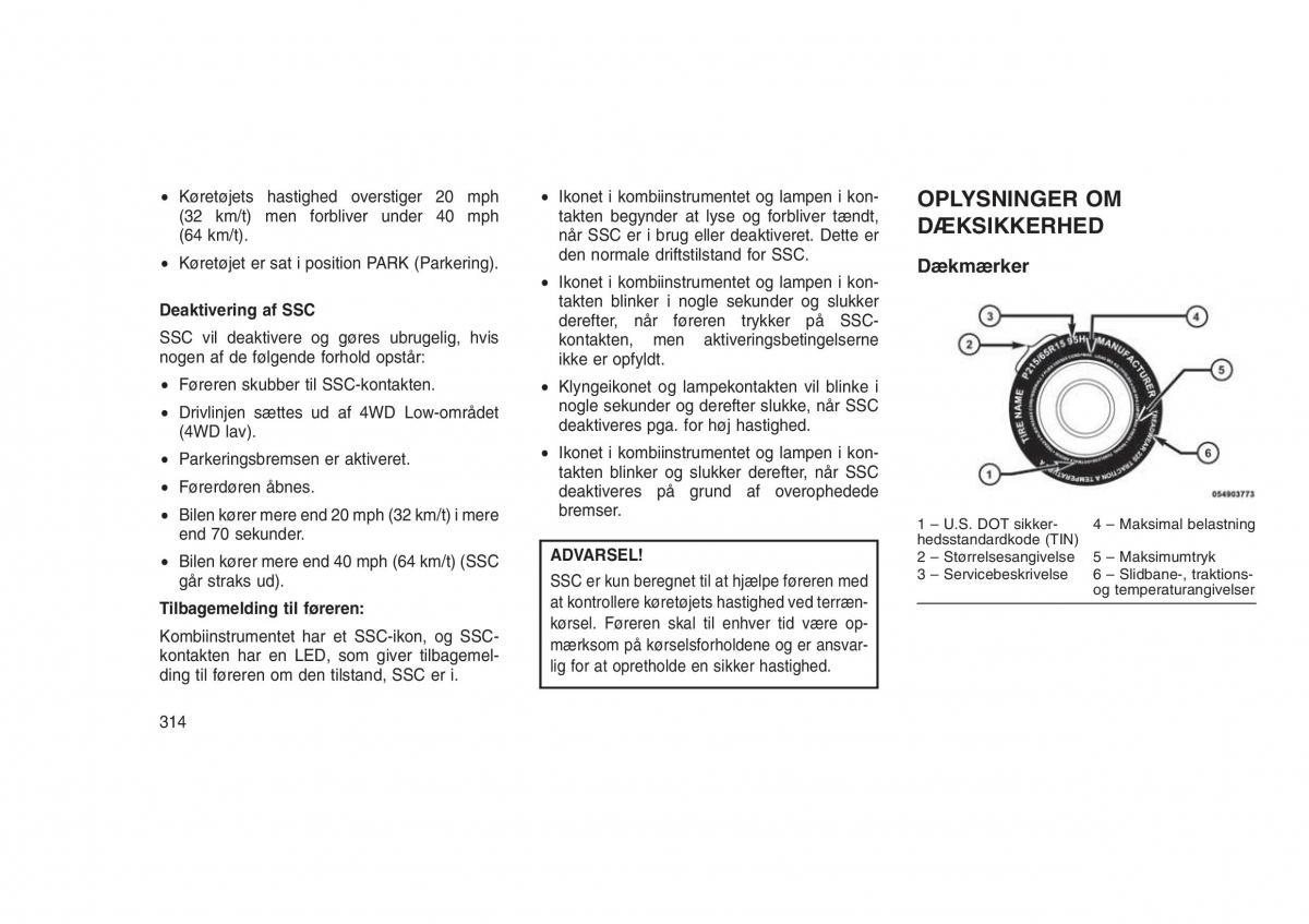 Jeep Grand Cherokee WK2 WH2 Bilens instruktionsbog / page 318