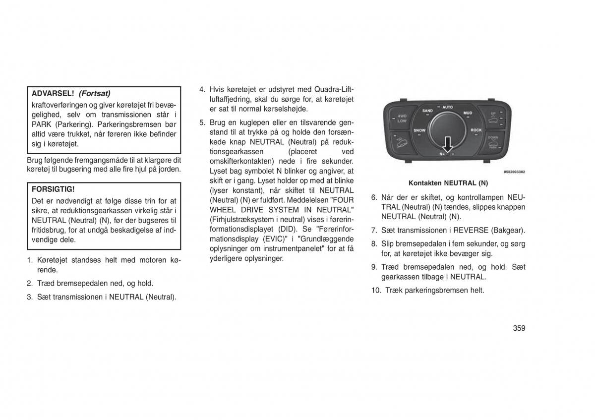 Jeep Grand Cherokee WK2 WH2 Bilens instruktionsbog / page 363