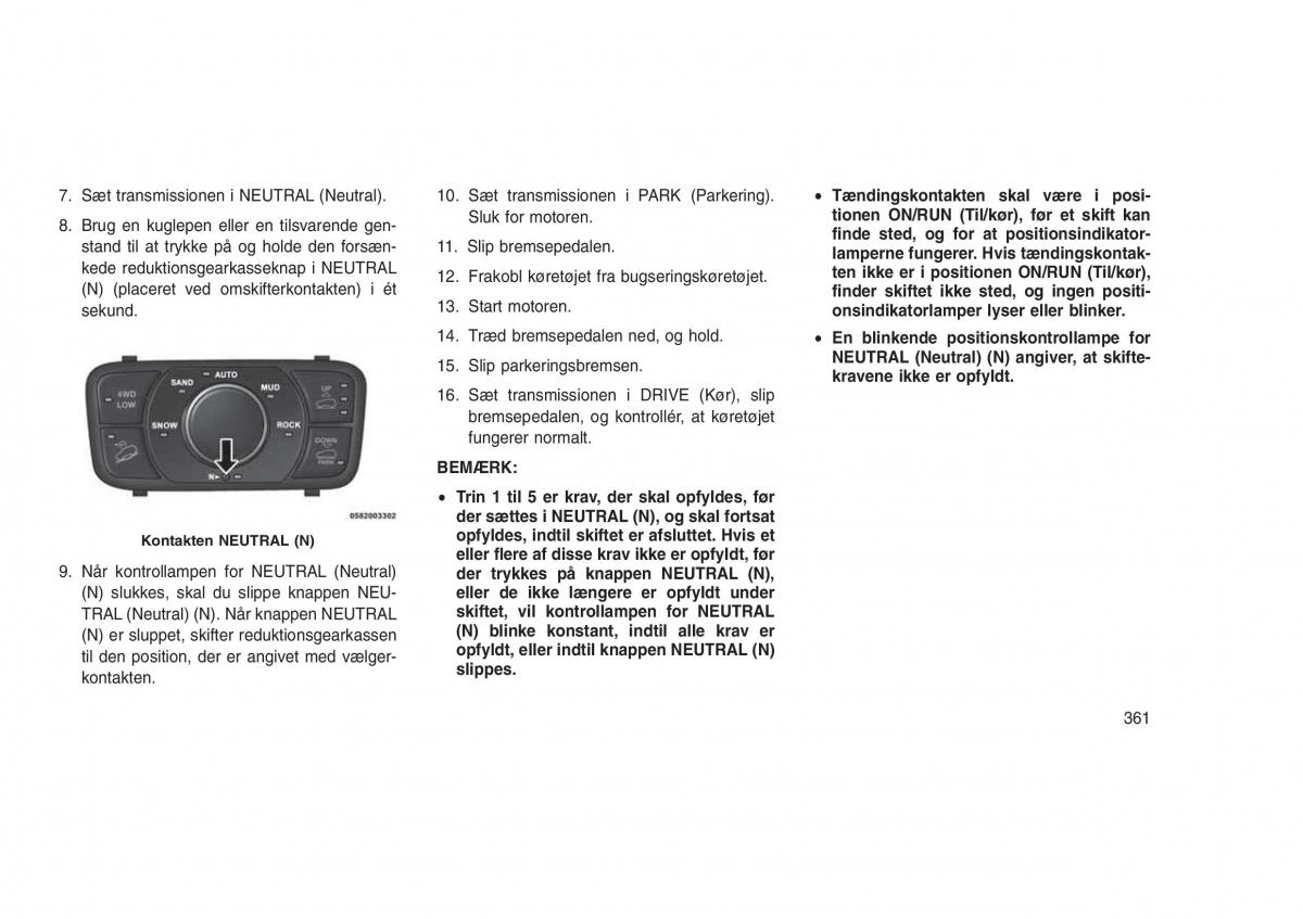 Jeep Grand Cherokee WK2 WH2 Bilens instruktionsbog / page 365