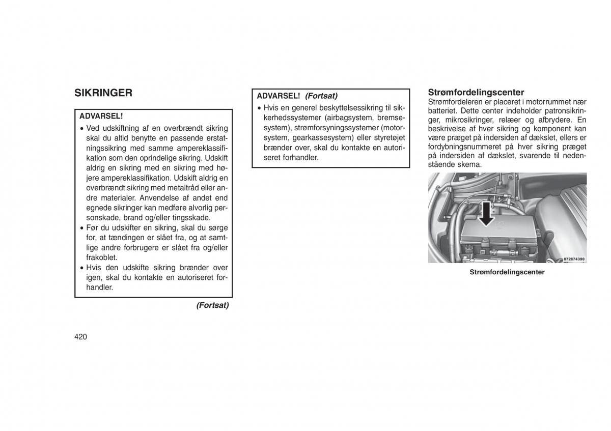 Jeep Grand Cherokee WK2 WH2 Bilens instruktionsbog / page 424