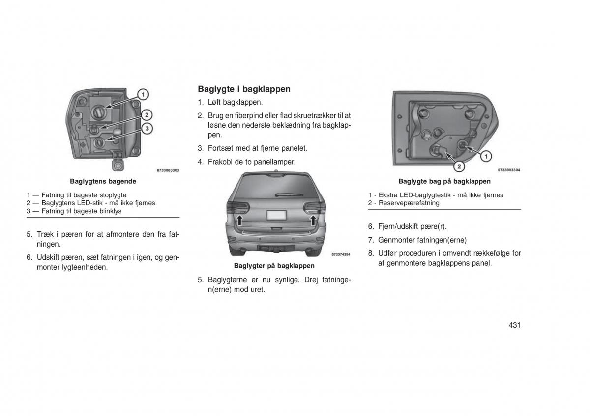 Jeep Grand Cherokee WK2 WH2 Bilens instruktionsbog / page 435