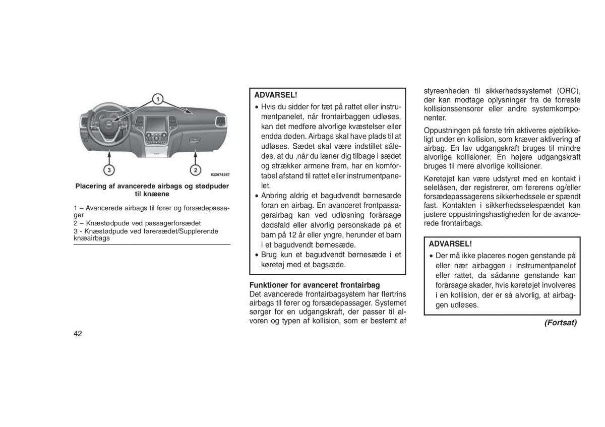 Jeep Grand Cherokee WK2 WH2 Bilens instruktionsbog / page 46