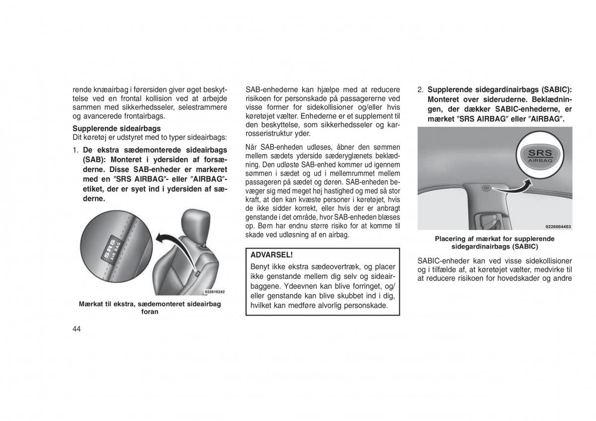 Jeep Grand Cherokee WK2 WH2 Bilens instruktionsbog / page 48