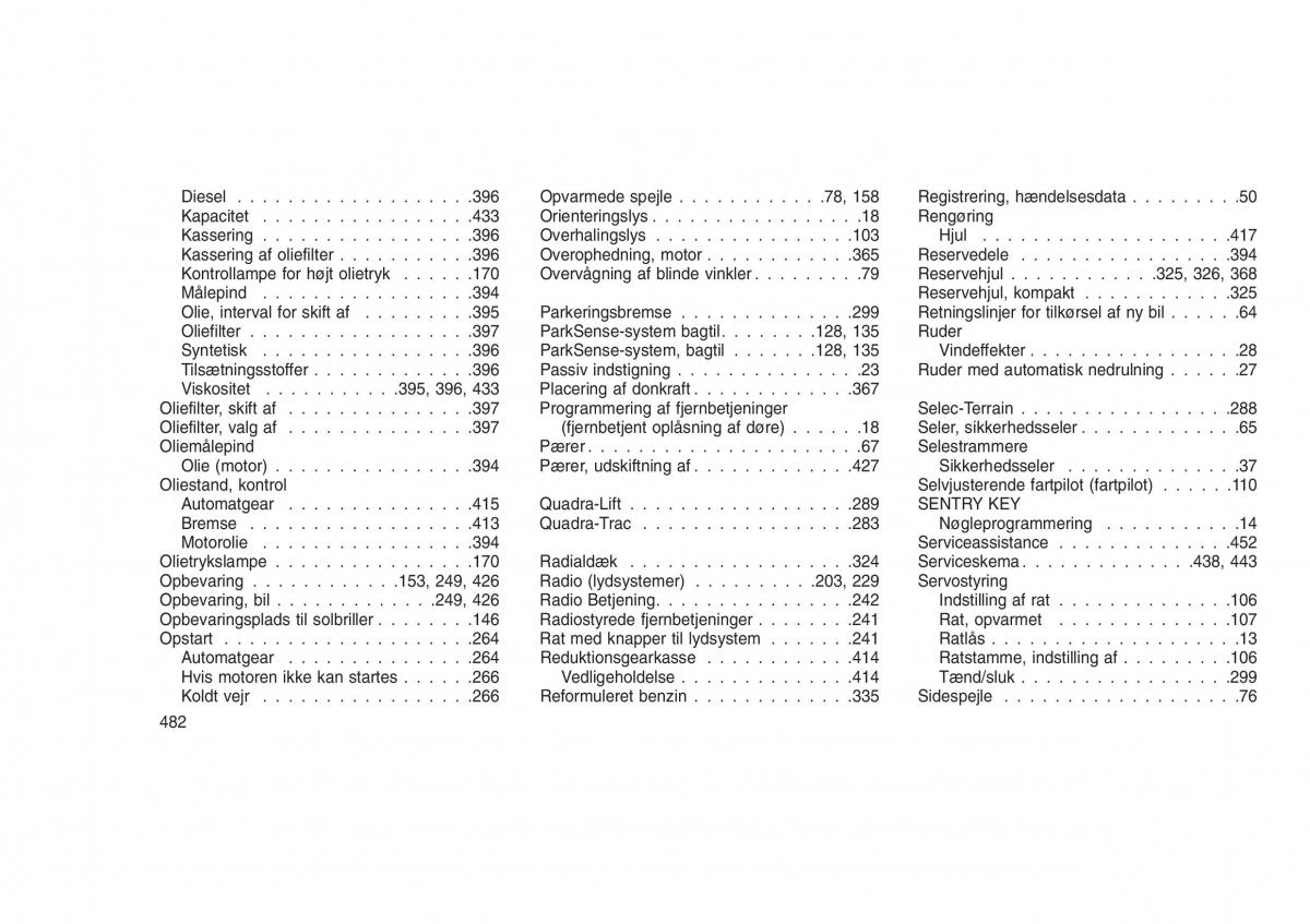 Jeep Grand Cherokee WK2 WH2 Bilens instruktionsbog / page 486