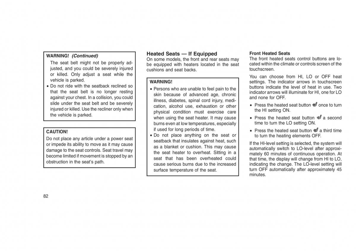 Jeep Grand Cherokee WK2 WH2 owners manual / page 86