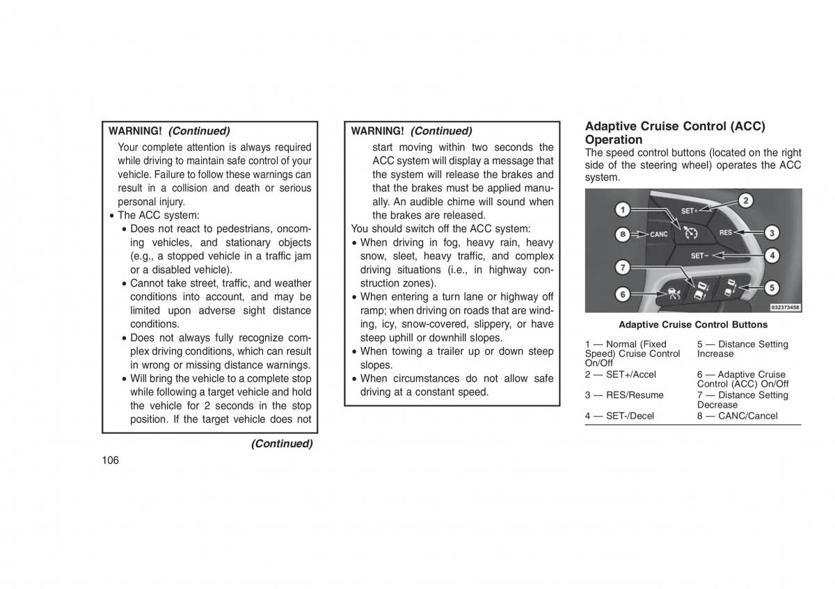 Jeep Grand Cherokee WK2 WH2 owners manual / page 110