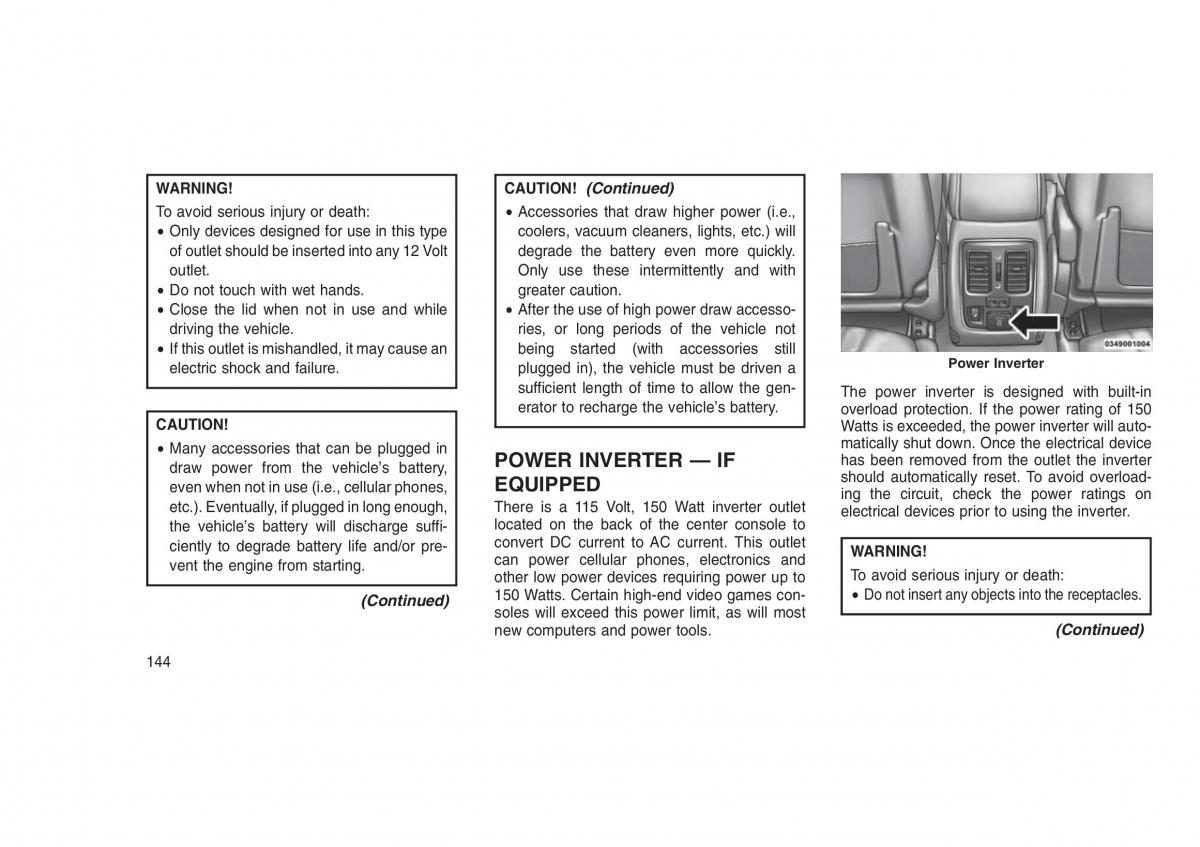 Jeep Grand Cherokee WK2 WH2 owners manual / page 148