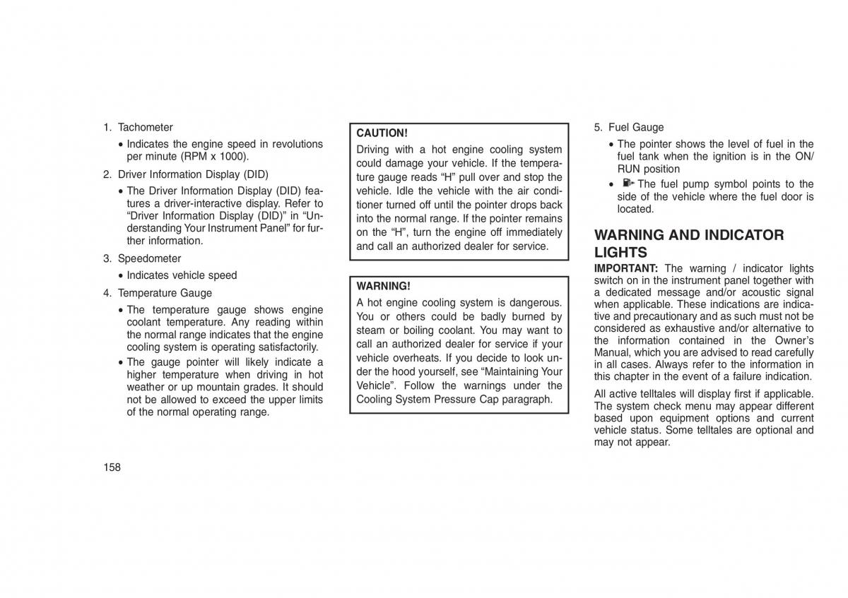 Jeep Grand Cherokee WK2 WH2 owners manual / page 162