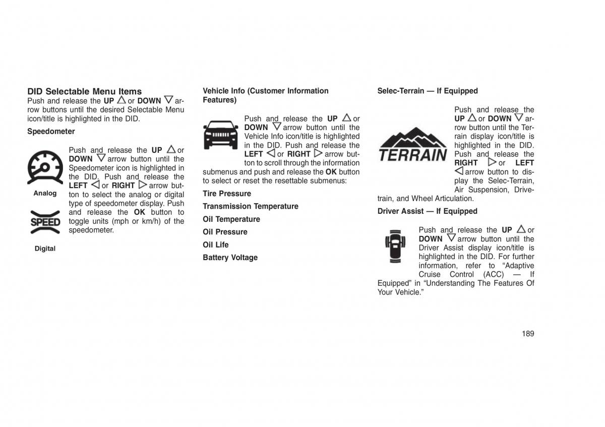 Jeep Grand Cherokee WK2 WH2 owners manual / page 193