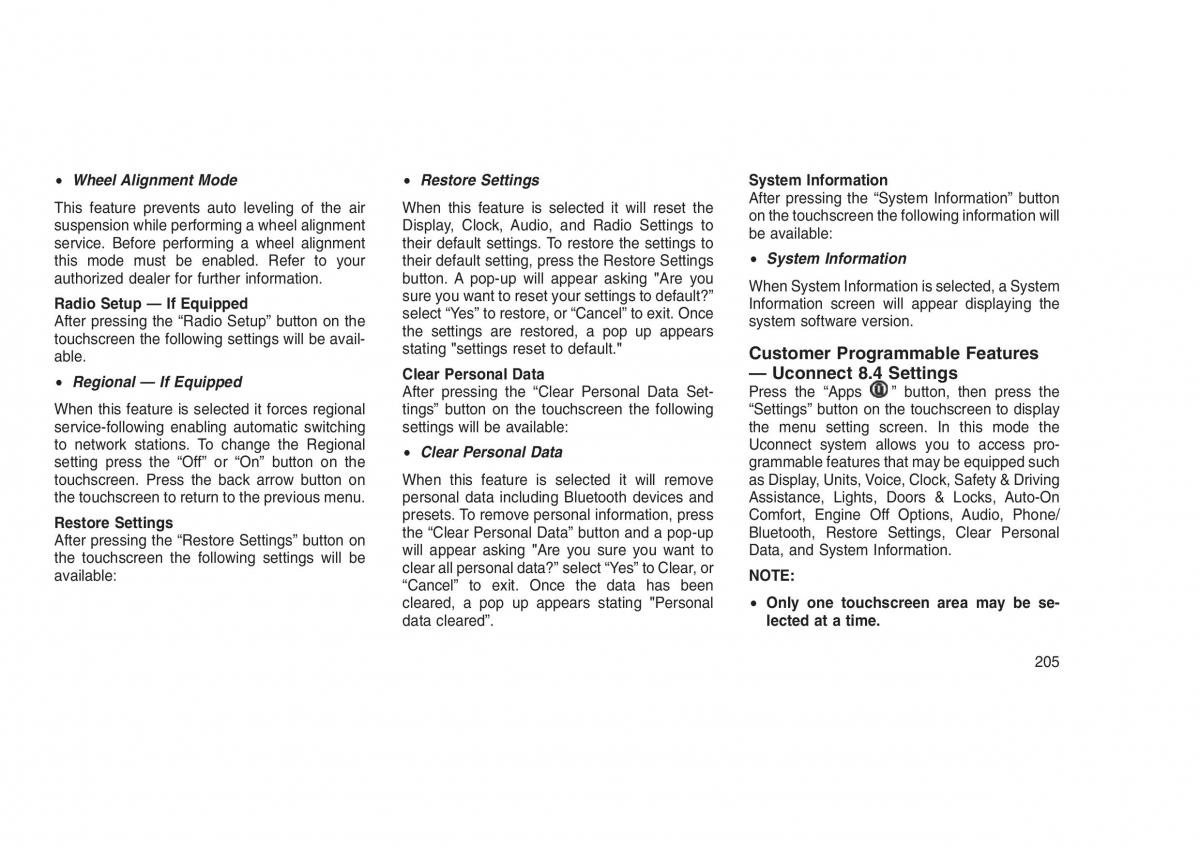 Jeep Grand Cherokee WK2 WH2 owners manual / page 209