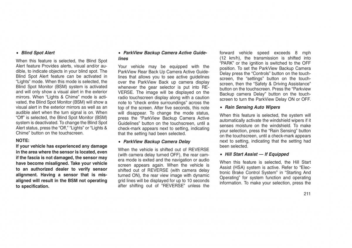 Jeep Grand Cherokee WK2 WH2 owners manual / page 215