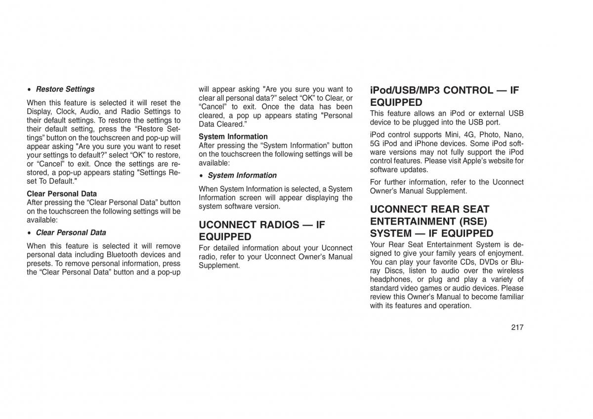 Jeep Grand Cherokee WK2 WH2 owners manual / page 221