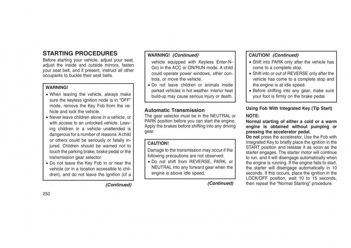 Jeep Grand Cherokee WK2 WH2 owners manual / page 254