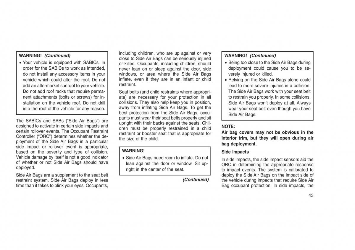 Jeep Grand Cherokee WK2 WH2 owners manual / page 47