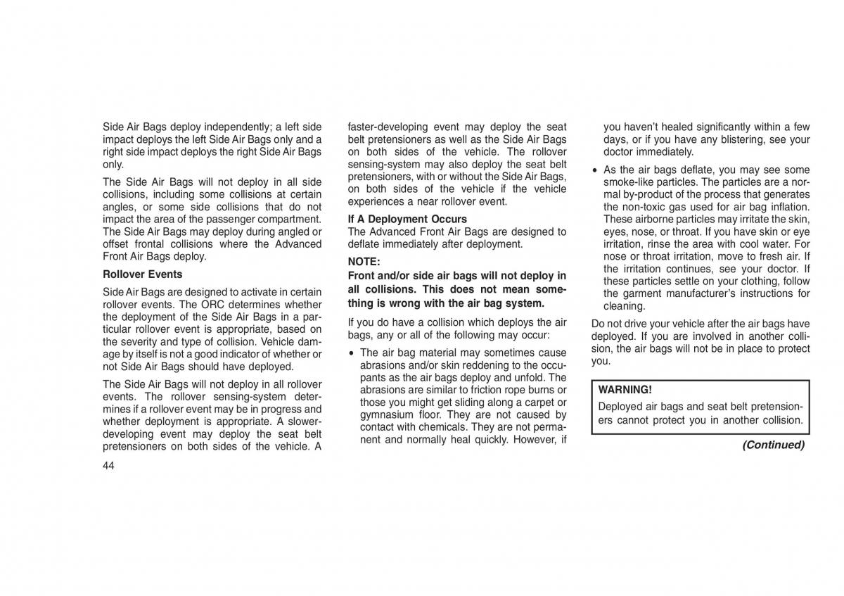 Jeep Grand Cherokee WK2 WH2 owners manual / page 48