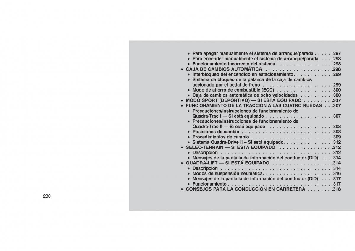 Jeep Grand Cherokee WK2 WH2 manual del propietario / page 284