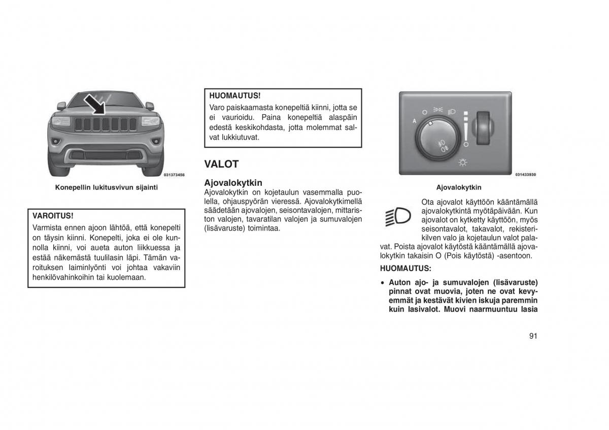 Jeep Grand Cherokee WK2 WH2 omistajan kasikirja / page 95