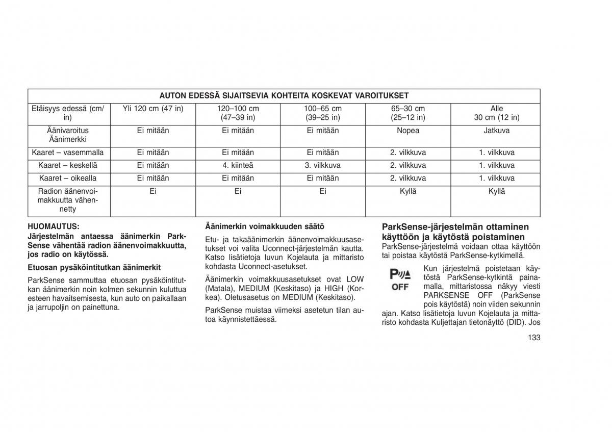 Jeep Grand Cherokee WK2 WH2 omistajan kasikirja / page 137