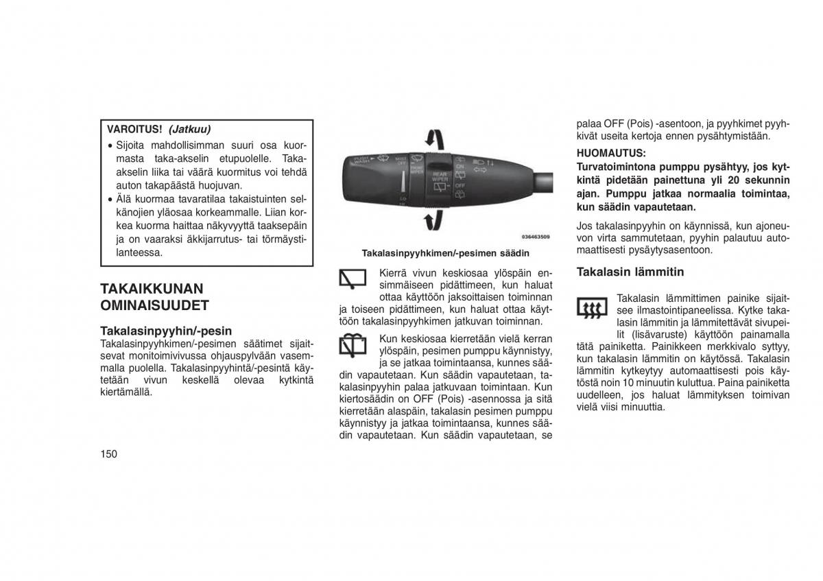 Jeep Grand Cherokee WK2 WH2 omistajan kasikirja / page 154