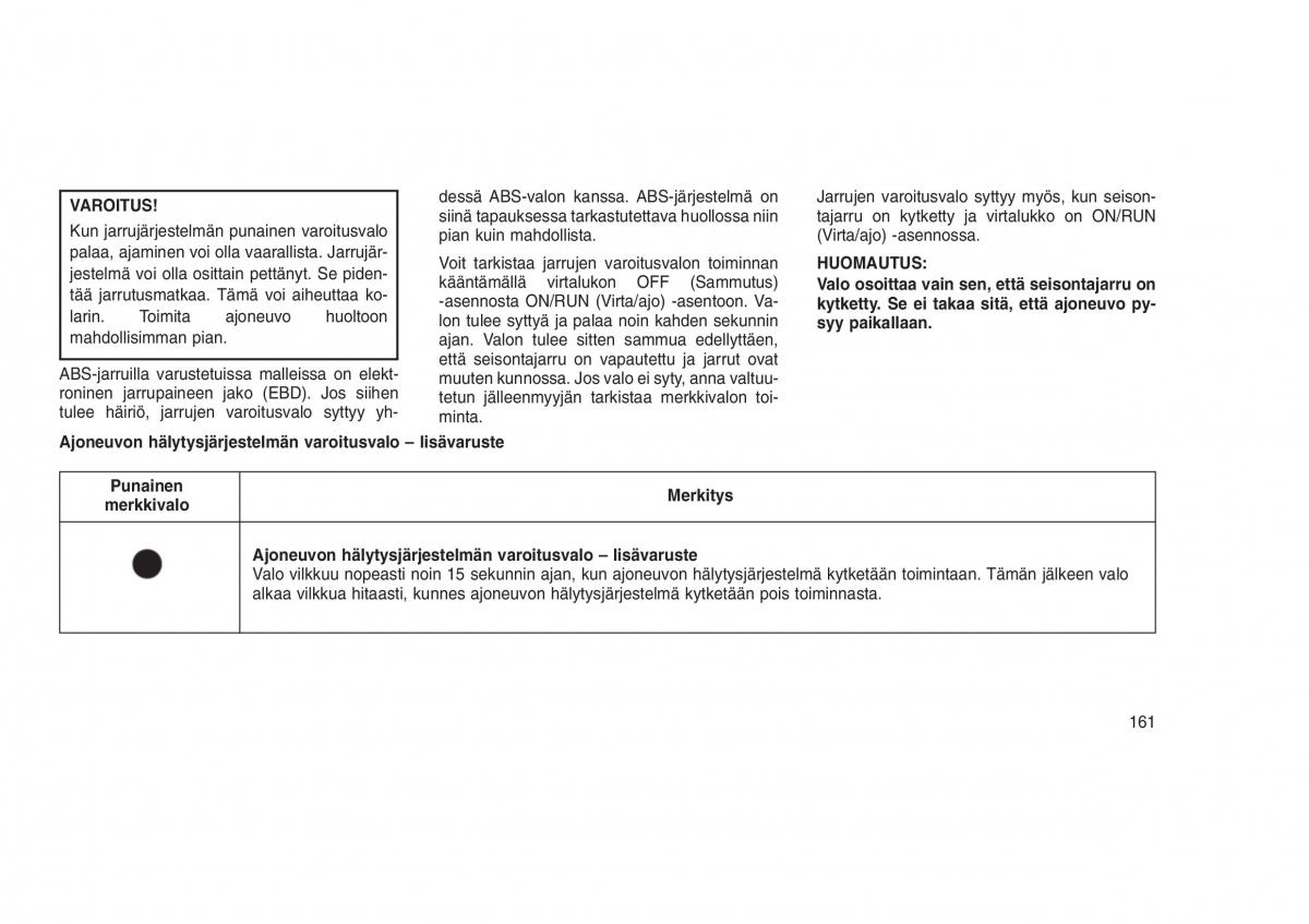 Jeep Grand Cherokee WK2 WH2 omistajan kasikirja / page 165