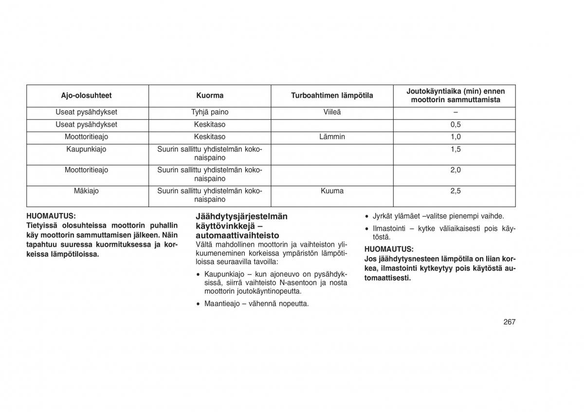 Jeep Grand Cherokee WK2 WH2 omistajan kasikirja / page 271